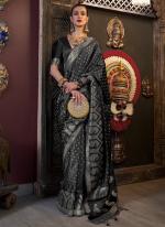 Pure Satin Black Festival Wear Weaving Saree